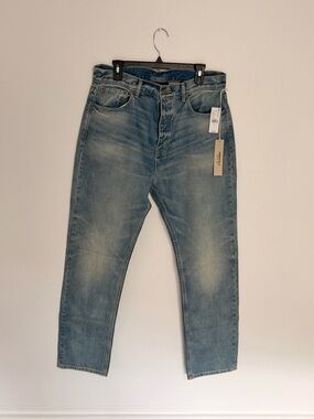 Authentic Fear of god Essentials Men's Light Blue Slim Straight Jeans